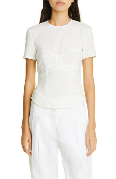A.l.c Beau Seamed Short-sleeve Crop Top In White