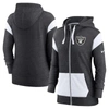 Nike Heather Black/white Las Vegas Raiders Plus Size Monaco Full-zip Lightweight Hoodie In Heather Black
