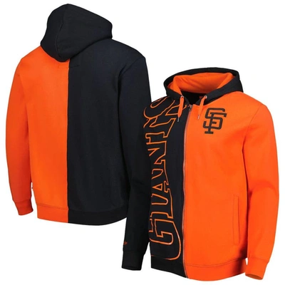 Mitchell & Ness Men's  Black, Orange San Francisco Giants Fleece Full-zip Hoodie In Black,orange