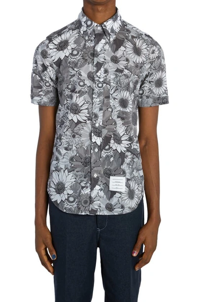 Thom Browne Hemd Mit Blumen-print In Medium Grey