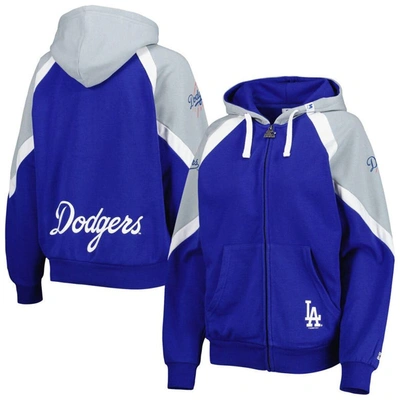 Starter Women's  Royal, Gray Los Angeles Dodgers Hail Mary Full-zip Hoodie In Royal,gray