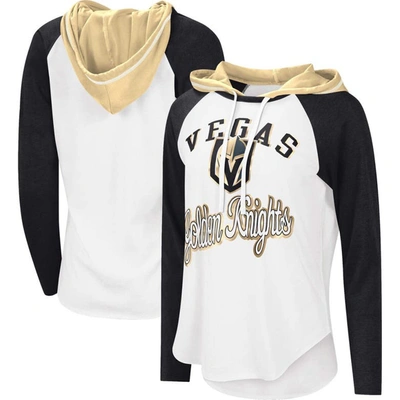 Starter G-iii Sports By Carl Banks White/black Vegas Golden Knights Mvp Raglan Lightweight Hooded T-shirt In White,black