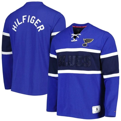 TOMMY HILFIGER TOMMY HILFIGER BLUE ST. LOUIS BLUES WALTER LACE-UP LONG SLEEVE TOP