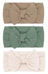 Baby Bling Bow Stretch Headband In Oak/ Sage/ Oatmeal