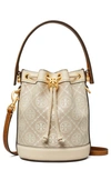 Tory Burch Mini T Monogram Bucket Bag In Ivory