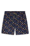 Bugatchi Flip Flop Print Swim Trunks In Navy