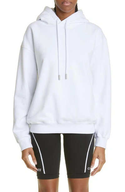 Off-white Diag-print Cotton Hoodie In White