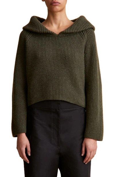Khaite Raisa Cashmere Collared Sweater In Green