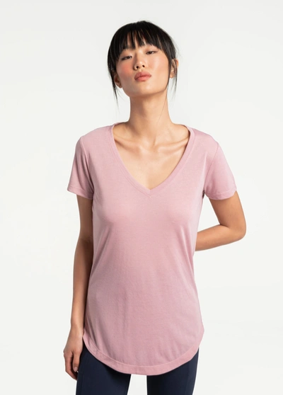 Lole Everyday V-neck Short Sleeve In Foxglove