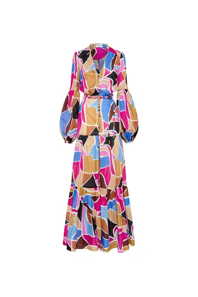 Rebecca Vallance Le Reve Long Sleeve Maxi Dress In Multicolour