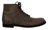 DOLCE & GABBANA DOLCE & GABBANA GRAY CROCODILE LEATHER DERBY MEN'S BOOTS