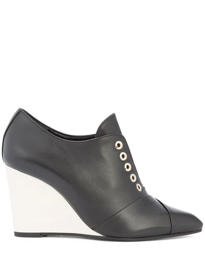 Lanvin Leather Wedge Ankle Boots In Black