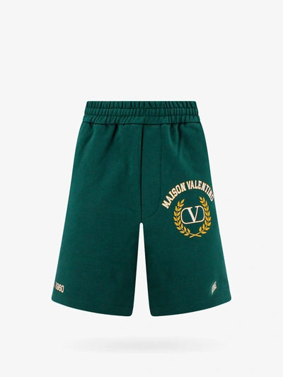 Valentino Vlogo Signature Cotton Shorts In Green