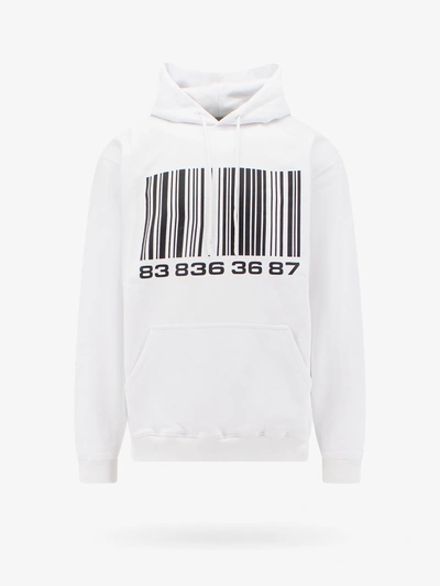 Vtmnts Cotton Sweatshirt With Iconic Frontal Barcode In White
