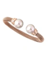 Majorica Stainless Steel And Nuage Simulated Pearl Cuff In Rose/ Pearl