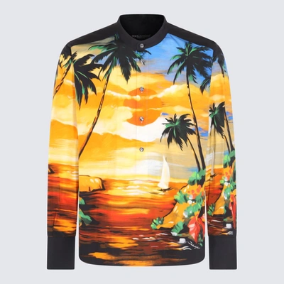Dolce & Gabbana Camicia Senza Colletto Con Stampa Tramonto In Hawaii