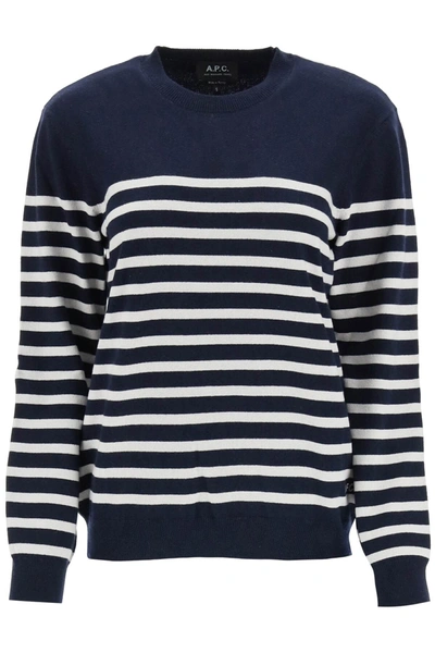 APC A.P.C. 'PHOEBE' STRIPED CASHMERE AND COTTON SWEATER