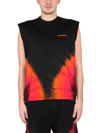 Dsquared2 Flame Iron Tank T-shirt In Black