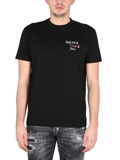 Dsquared2 Amore I Love You Cotton Jersey T-shirt In Nero | ModeSens