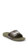 Puma Cool Cat 2.0 Camo Slide Sandal In Dark Olive- Black-deep Lichen Green- White