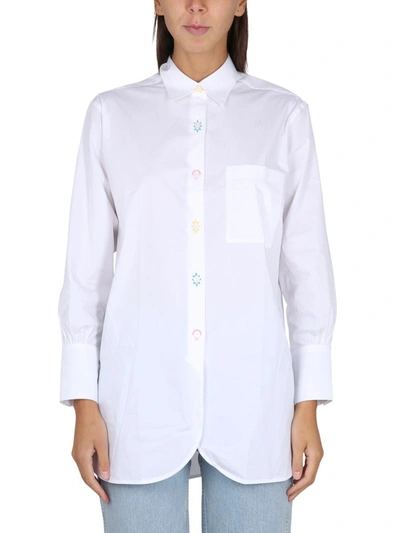Ps By Paul Smith Embroidered-button Hole Shirt In White