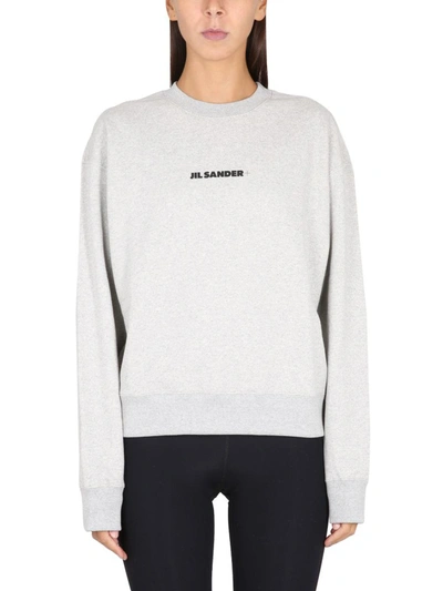 Jil Sander Long Sleeve Logo Sweatshirt Grey