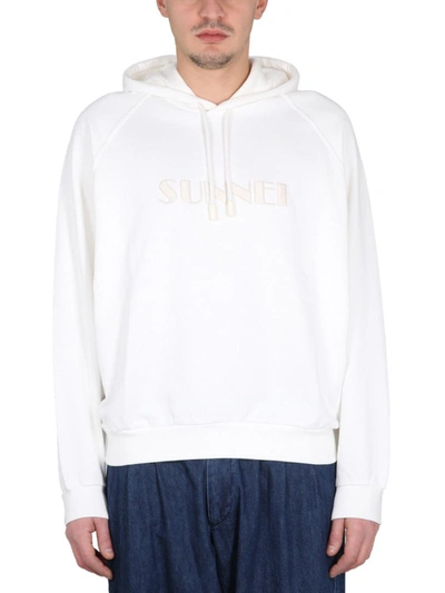 Sunnei Sweatshirt With Logo Embroidery In Beige