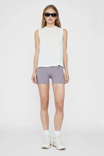 Anine Bing Liam Striped Cotton-poplin Shorts In Violet
