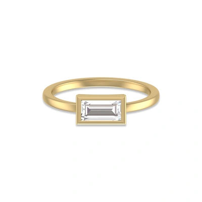 Monary Lab Grown 1/4 Ctw Baguette Bezel Solitaire Diamond Ring In 14k Yellow Gold