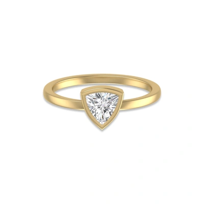 Monary Lab Grown 1/2 Ctw Trillion Bezel Solitaire Diamond Ring In 14k Yellow Gold In Silver