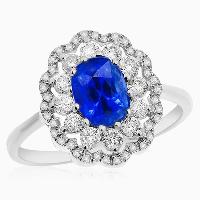 Diana M. 14k White Gold Multi Stone Ring In Blue
