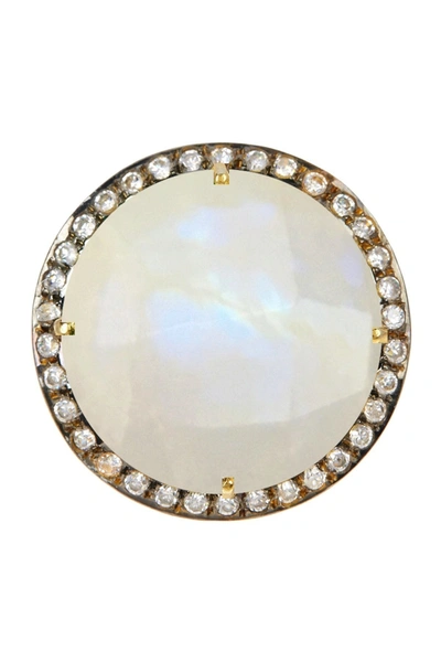 Liv Oliver 18k Gold Moonstone & Cz Statement Ring In Silver