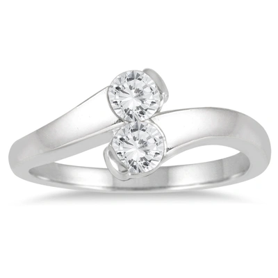 Monary 1/2 Carat Tw Two Stone Diamond Ring In 14k White Gold