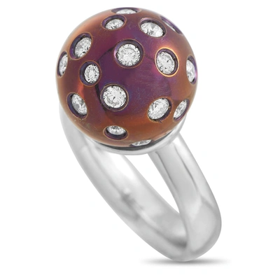 Salavetti 18k White Gold 0.98 Ct Diamond Ball Ring In Purple