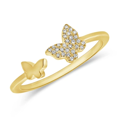 Sabrina Designs 14k Diamond Open Double Butterfly Ring In Yellow