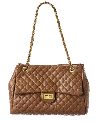 Tiffany & Fred Quilted Leather Tote In Brown