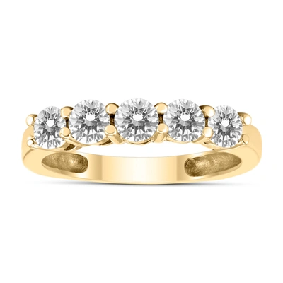 Monary 1 Carat Tw Five Stone Diamond Wedding Band In 14k Yellow Gold