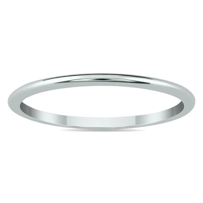Monary 1mm Thin Domed Wedding Band In 14k White Gold
