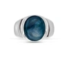 MONARY DARK BLUE APATITE STONE SIGNET RING IN STERLING SILVER
