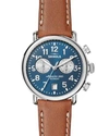 Shinola MEN'S 41MM RUNWELL CHRONOGRAPH WATCH, MIDNIGHT BLUE/TAN,PROD197611611