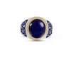 MONARY LAPIS LAZULI STONE SIGNET RING IN STERLING SILVER WITH ENAMEL
