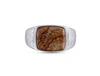 MONARY BROWN PICASSO JASPER STONE SIGNET RING IN 14K YELLOW GOLD PLATED STERLING SILVER