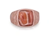 MONARY RED LACE AGATE STONE SIGNET RING IN 14K ROSE GOLD PLATED STERLING SILVER