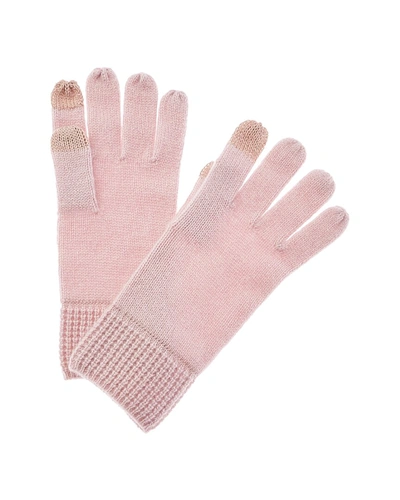 Amicale Cashmere Knit Jersey Cashmere Gloves In Pink