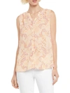 NYDJ WOMENS PLEATED BUTTON DOWN BLOUSE