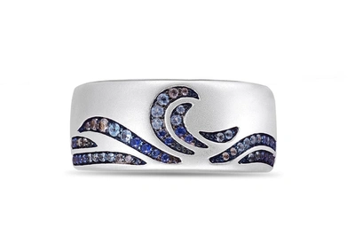 Monary Surf's Up Sterling Silver Blue Sapphire & Topaz Band Ring In White