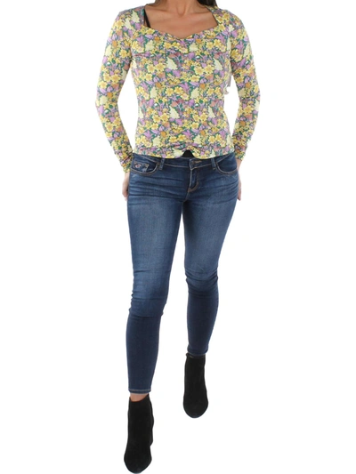 Inc Womens Gathered Floral Print Blouse In Multi