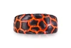 MONARY EARTH & FIRE BLACK RHODIUM PLATED STERLING SILVER TEXTURED RED ORANGE ENAMEL BAND RING