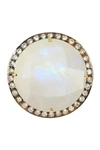 LIV OLIVER 18K GOLD MOONSTONE & CZ STATEMENT RING