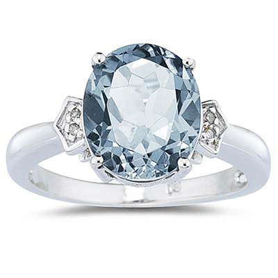 Monary Aquamarine And Diamond Ring In 10k White Gold In Multi
